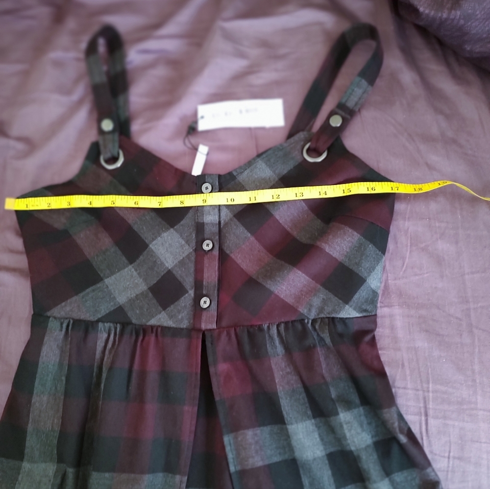 NWT BCBG plaid babydoll open dress - Picture 9 of 11